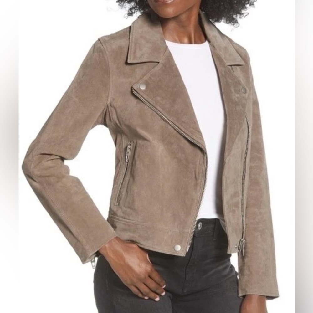Blank NYC Taupe Suede Leather Jacket XS
